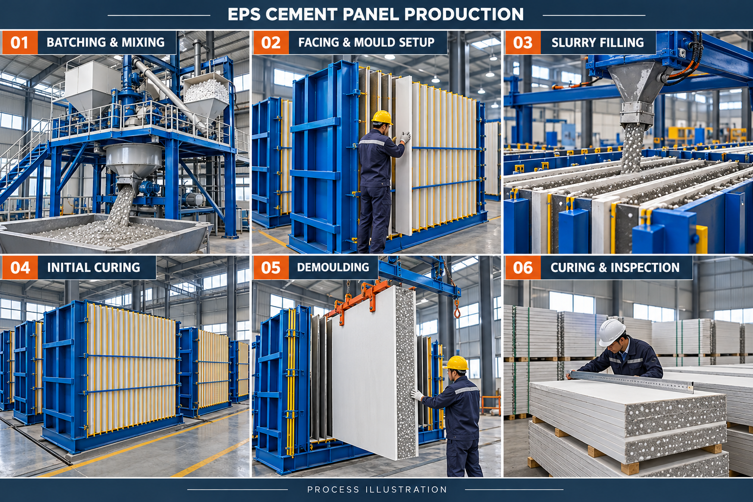 EPS cement sandwich panel production line and manufacturing stages