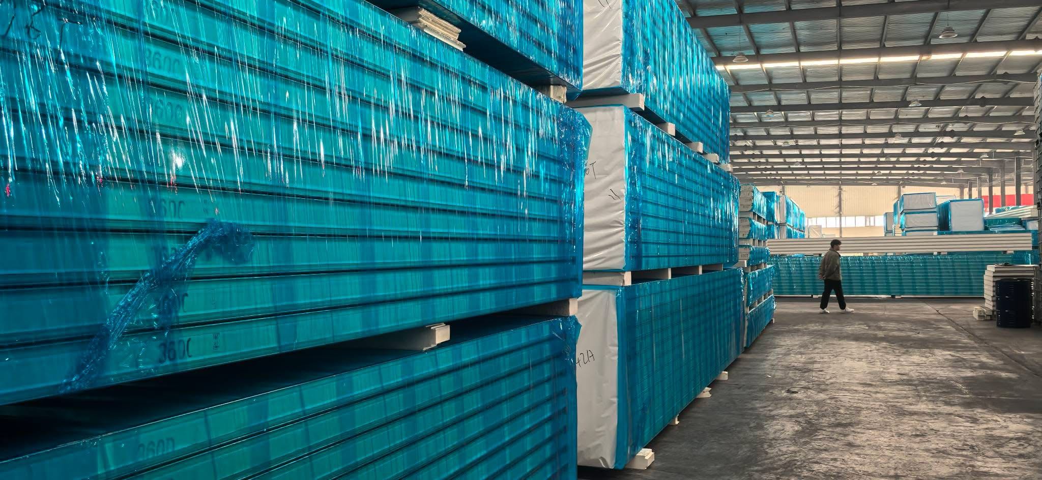 Finished panels packed for shipment